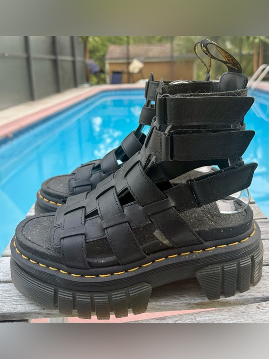 Dr. Martens Ricki Gladiator Black Nappa Lux Leather Platform